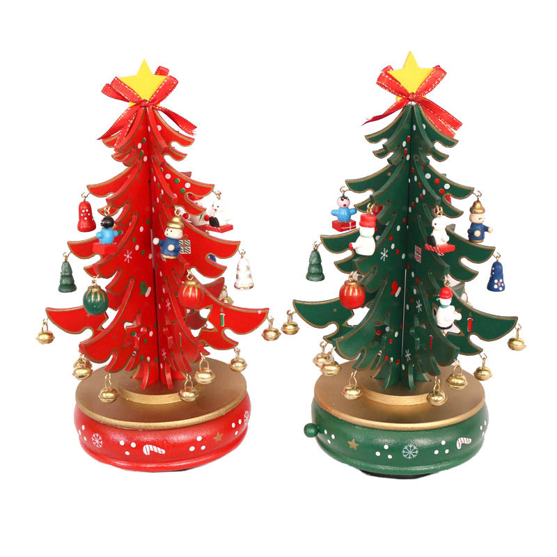 새로운 크리스마스 하이 엔드 뮤직 박스 전기 벨 회전 나무 나무 장식 새해 크리스마스 트리 선물 휴일 키즈 완구